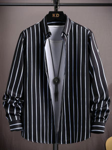 ZUOFEILI | Striped Mens Long Sleeve Casual Shirt