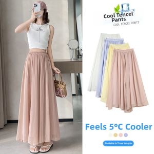 La Chapelle ㅣ Summer Womens Wide Leg Lightweight High Waist Drapey Silk Pant
