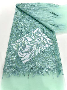 Wine Red African Beaded Lace Fabric Sequins Embroidery 2025 High Quality French Mesh Lace Fabrics for Women Designs Party Sewing