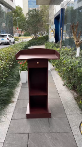 ISSI DIARY Wooden Podium Lectern with Drawer and Storage Shelves for School Office Church
