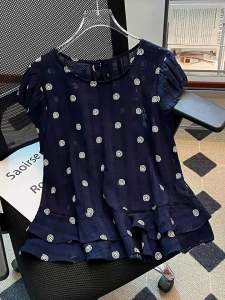 YEZATIIO | Áo Blouse Elegance Voan Chấm Bi Có Nếp