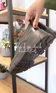 Docmart RACHEL Sepatu Wanita Boots Hitam Kulit Glossy & Matte Black