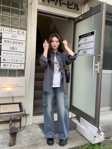 NIHAOKANONG | Áo Blouse Dài Tay Form Rộng Họa Tiết Caro
