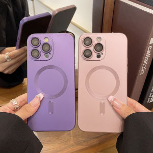YunYin Apple 14Promax New Model Silicone Metal Texture Wireless Magnetic Absorption 15 Lens Film 13 Soft Full Cover Female Style Protective Case