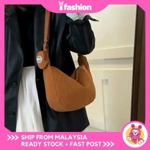 iFASHION 1996 READY STOCK Corduroy Student Commuting To Class Versatile Large-Capacity Crossbody Tote Bag Shoulder Bag For Women