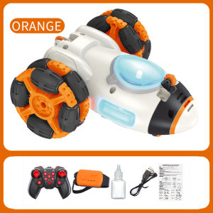 RC Rocket Car Toy 2.4G Racing Double Sided Flip 360°Drift Remote Control Spray Watch Sensing Stunt Car Toy for Christmas Gifts