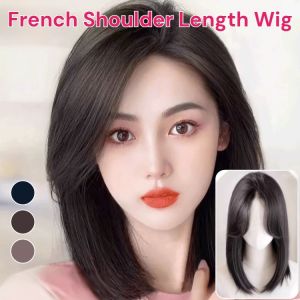 French Ladies Shoulder Length Full Head Wig Fashion Straight Wigs For Women Medium Long Hair Wig