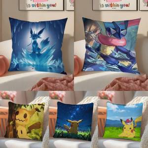Bandai | Pokemon Mimikyu Anime Plush Pillow Cover Soft Short Plush Cushion Cover For Sofa Bedroom Home Decor Gift Decoration