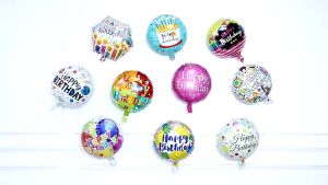 UMI 18 Inch Happy Birthday Balloon Round Helium Foil Globos For Boys Girls Kids Birthday Party Decorations Belon 生日铝膜气球