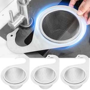 Sink Strainer Basket Stainless Steel Hanging Filter Basket Fruit Vegetable Hanging Filter Rack Home Kitchen Sponge Storage