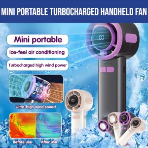 Mini Portable Turbocharged Handheld Fan Portable Type-C Rechargeable Handheld Fan  LED Display Adjustable 手持小风扇