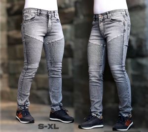 Celana Jeans Bikers Rider Pria Panjang Stretch Melar Denim Tebal Slimfit Skinny Size S-XL