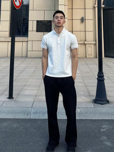 Áo Thun Cổ Polo Tay Ngắn Màu Trắng Ôm Vừa Vặn Cho Nam Mùa Hè Thường Ngày Chất Liệu Cotton Phong Cách Đường Phố