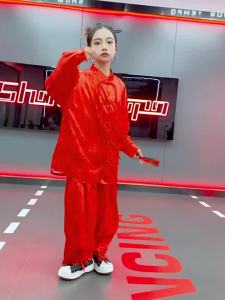 Hanfu Girls Red China Style Performance Dress Tang Suit วันปีใหม่ Boys Street Dance Set การแสดงศิลปะการต่อสู้ของเด็กๆ 12.30
