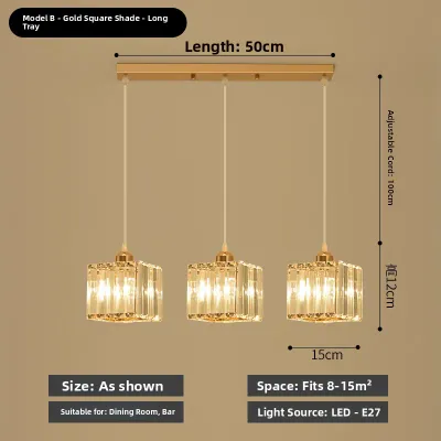 Modern Simple Crystal Chandelier Single Head Dining Room Restaurant Bar Counter Light American Creative Nordic Three Heads