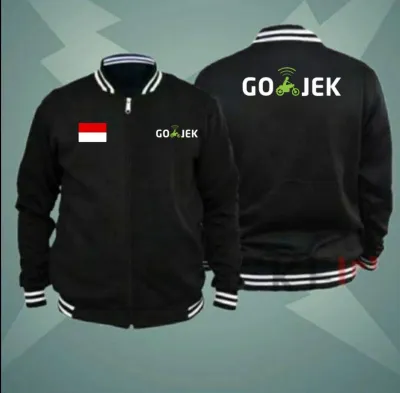 Jaket Baseball ojek online Ojek GO*JK Katun Model Resleting Sablon
