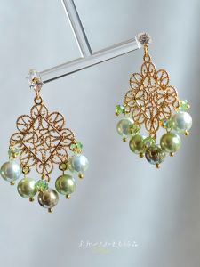 Original Bohemian Green Pearl Totem Tassel Earrings Ceramic Lampshade Style Fashion Jewelry for Women Handmade Mixed Material