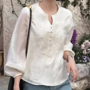 SHUAIYUE | Vintage Embroidery Stylish Long Sleeve Shirt