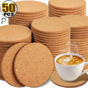 Dizoey 1/50PCS Cork Coasters Round Square Absorbent Heat Resistant Coaster Reusable Drinks Coffee Cup Non-slip Mats for Home Office Bar