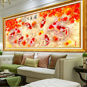 ❤现货高品质❤现货速发Wall painting Decal self adhesive wall sticker wallpaper mural Fengshui 3D flowers blooming rich peony lotus nine fish picture living room wallpaper墙画贴画自粘墙贴墙纸壁画风水3d花开富贵牡丹荷花九鱼图客厅壁纸wxiangyu.11.22leshang乐尚11.28