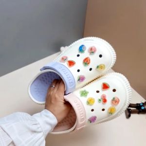 Bộ 14 Sticker Charm 3D chủ đề Bling Trái Cây DIY Mayto nhựa cứng gắn Dép Cross Dép Sục Cá Sấu JB-144