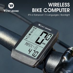 WEST BIKING 5-Language Wireless Bicycle Computer Waterproof Digital Speedometer Cycling Odometer Stopwatch Cycling Accessories