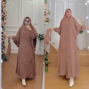 BISA COD Set Gamis Syari+Hijab Jumbo Pet Antem Kode LIANI Bahan Kringkel Premium By Ory AjeZas Coll