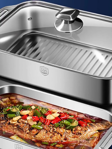 Stainless Steel Grill Fish Pan Double-Handled Heat Resistant with Lid Durable Kitchenware for Perfect Cooking