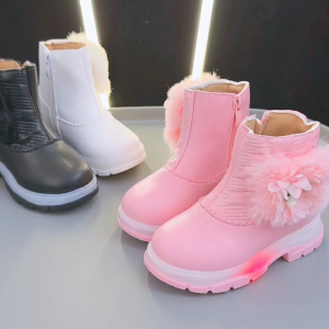 LUCKIDS  LED boots for kids light up zip ankle boots for kids girls rubber shoes size 21-30