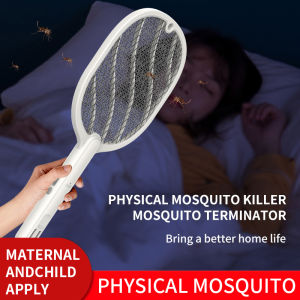 Electric Mosquito Swatter Rechargeable Ins Style Mosquito Killer Racket 3000V Quick Killing Flying Insects 3Grids with Safe Mesh Mosquito Swatter