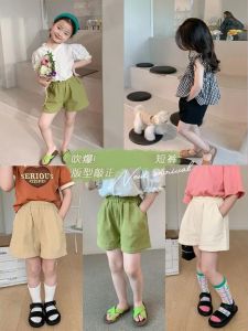 กางเกงขาสั้นเด็กผู้หญิงทรงลำลองคอตตอนแท้สไตล์เกาหลี ทรงเข้ารูป ทรงหลวม ทรงห้าส่วน กางเกงขายาวสำหรับฤดูร้อน