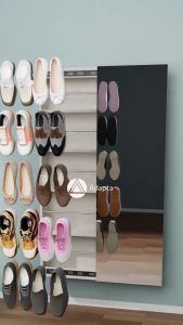 Adapta - Rak Sepatu Dinding Lemari Sepatu Pintu Sleding Full Frame Cermin Tanpa Bingkai Frameless