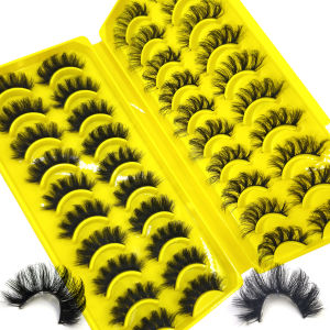 20 Đôi Mi Giả 3D Giả Sable Tự Nhiên Mềm Mại Xoăn Dày Có Thể Sử Dụng Lại Dụng Cụ Trang Điểm Tạo Hiệu Ứng Nổi Bật Với Mi Dạng Dải Có Cánh