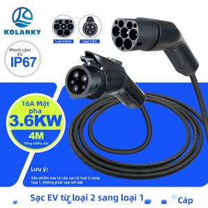 Cáp Sạc Xe Điện 3.6KW Loại 2 Đực Sang Loại 1 Cái 16A 4M Chất Liệu TPU Dùng Cho Trạm Sạc Công Cộng Loại 1