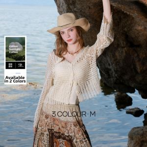 3COLOUR·S | HOLIDAY Boho V-Neck Lace-up Blouse 100% Cotton