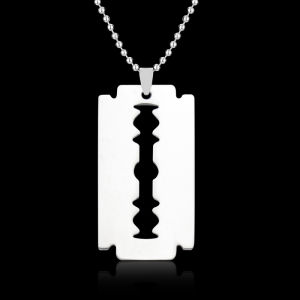 Stainless Steel Blade Razor Necklaces Gothic Punk Men Jewelry Sliver Color Metal Pendant Necklace Hiphop Accessories