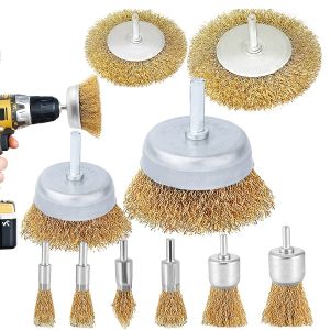 Wire Brush Wheel Cup Brush Set10 Pack Coarse Crimped 1/4 Inch Shank Wire Wheel for Drill Attachment