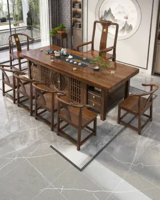New Chinese Style Integrated Solid Wood Tea Table