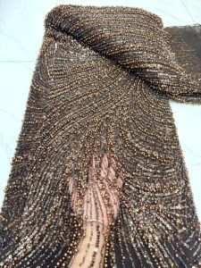 African Beaded Sequins Lace Fabric 2026 High Quality Luxury Nigerian Tulle Mesh Lace Fabric For Sewing Wedding Dress AT2888