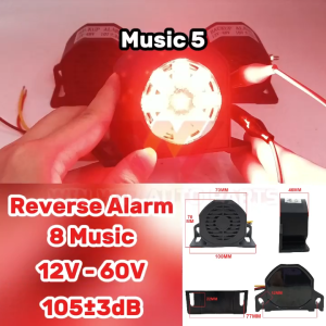 12V~48V Universal (Tanduk Amaran Pembalikan) Backup Alarm/Reverse Horn/Siren Lorry/Truck/Lori/4x4 Cars 3 Sounds/Standard Sound/Safety/Warning Music