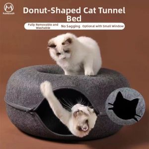 Hadassah | Multi-layer Donut Tunnel Half-enclosed Felt Wear-resistant Detachable Cat Bed