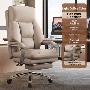 SHULANXIONGDI | Comfortable Long-Sitting Ergonomic Reclining Leather Office Chair
