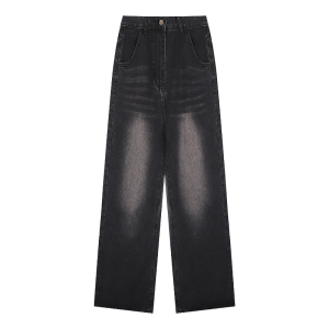 🦋VEVE กางเกงยีนส์เอวสูง กางเกงคาร์โก้ผู้หญิง เนื้อผ้าหนากำลังดีใส่สบาย สีเฟดสวยมาก