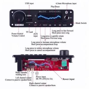 kebidumei | KEBIDUMEI 50W Amplifier Bluetooth MP3 WMA APE Decoder Board DC 12V Handsfree Car Audio Microphone USB TF FM DIY Mp3 Music Player