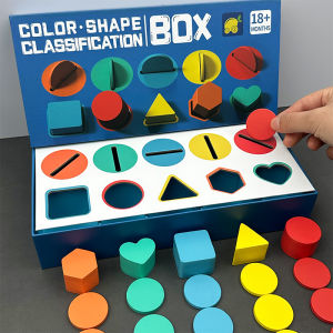 Montessori Teaching Aids Baby Coin-Operated Geometric Shape Classification Box Cognitive Pairing Color Early Education Educational Kindergarten Toys