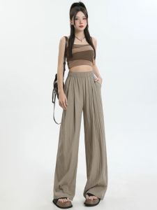 High Waist Wide Leg Pants Casual Drapey Floor-Length Lazy Style Womens plus Size Trousers Comfortable Loose Fit Trousers