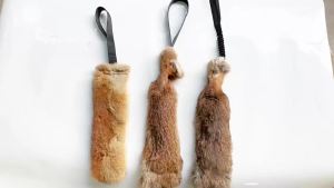 JUSTINLAU Rabbit Fur Squeaky Dog Training Toy Bite Tug Stick for Outdoor Interactive Play Sound Plush Toy for Medium& Large Dogs