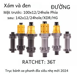 Moay-ơ Xe Đạp Đường Trường Siêu Nhẹ Màu Đen/xám 2024 36T Star Ratchet Direct Pull 24 Lỗ Tương Thích 100-142XDR/HG Hợp Kim Nhôm