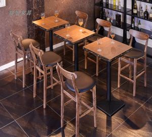 Modern Minimalist Customized Commercial Bar Stool High-Back Wooden Bench for Coffee Shop Combination by Chen Xu Carpenter