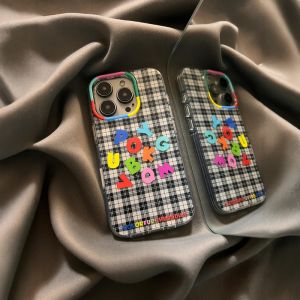 Colorful Dopaamine Plaid Camera Protection Key Phone Case for Apple 16Promax iPhone 16Pro New Korean Style Ins Wind 15 14 Niche Creative High-End Feeling 13 Women